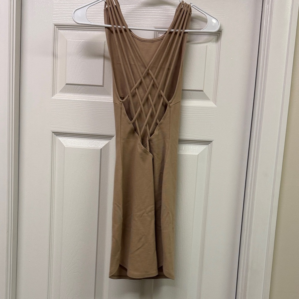 Elegant Tan Sleeveless Dress